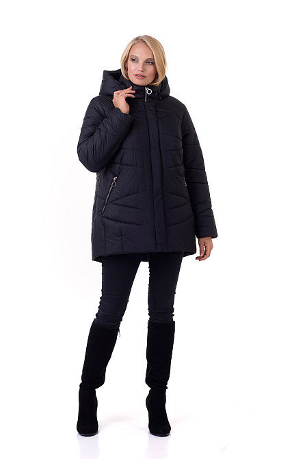 Стильна чорна куртка без хутра Київ - фото 3