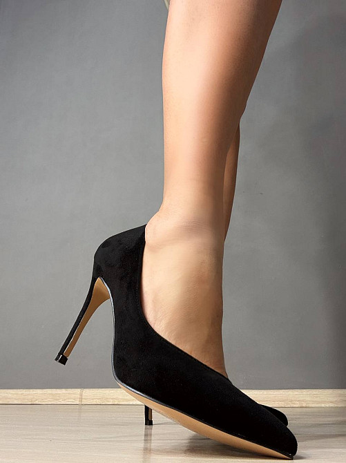 Туфлі жіночі Meideli 11-1 човники на шпильці з вирізом замшеві чорні, 37, 23,5 см Київ - фото 7