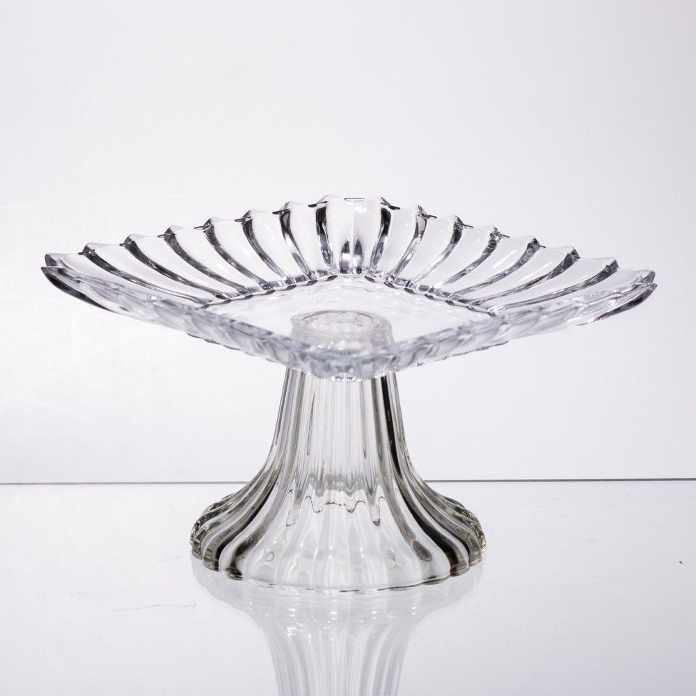 Тортівниця скляна квадратна на ніжці, прозора підставка для торта, десертів, сервірування столу 16×16 см 64486-16 Київ - фото 1