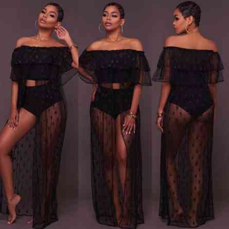 Накидка пляжна прозора в зірочки чорний Київ