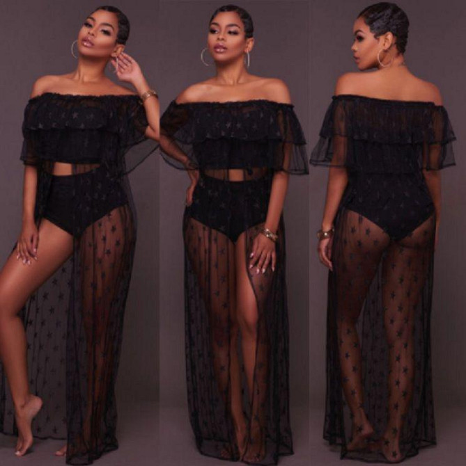 Накидка пляжная прозрачная со звездочками черный Киев - изображение 5