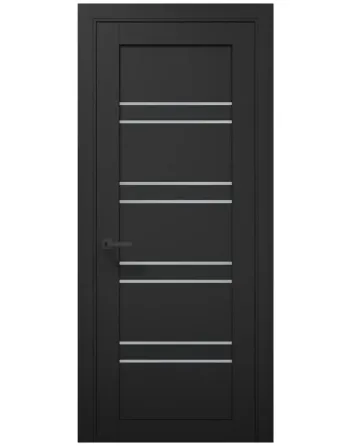 Двері екокошпон, Полотно, серія TETRA, Модель Т-01 (сатин) Колір: Чорний матовий  (НОВИНКА) Київ