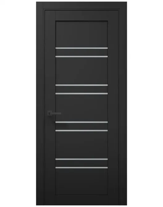 Двері екокошпон, Полотно, серія TETRA, Модель Т-01 (сатин) Колір: Чорний матовий  (НОВИНКА) Київ - фото 1