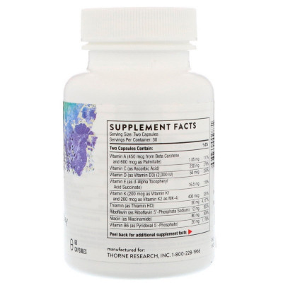 Вітамін Thorne Research Базові Живильні Речовини, Basic Nutrients 2 / Day, 60 капсул (THR-00684) Вінниця - фото 2