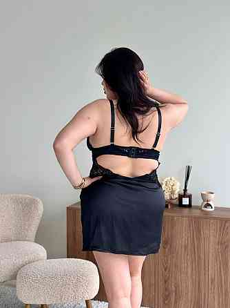 Еротичний пеньюар великих розмірів plus size короткий з прозорими мереживними вставками з кісточками чорний 3XL Одеса
