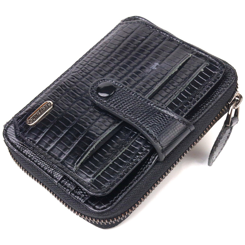 Практичное портмоне из натуральной фактурной кожи CANPELLINI 21494 Черное Киев - изображение 1