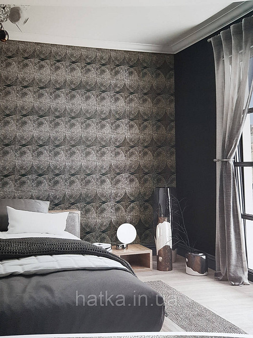 Шпалери метрові вінілові на флізелін Marburg Villa Romana абстракція геометрія чорні з сріблом, золотом Київ - фото 1