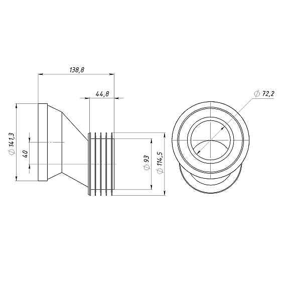 Патрубок OPTIMUM для унітаза зі зміщенням 20 мм з ущільнювачем D115 L 120 мм OPTI 60115/120 Київ