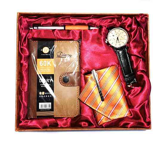 Подарочный набор галстук мужской, блокнот, ручка, часы Киев