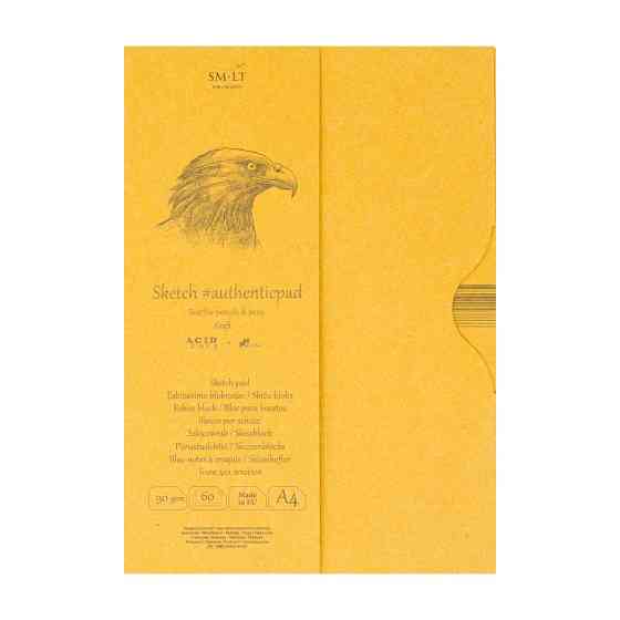 Склейка для эскизов в папке AUTHENTIC (Kraft) А4 90г/м2 60л коричневый цвет SM-LT Art Киев