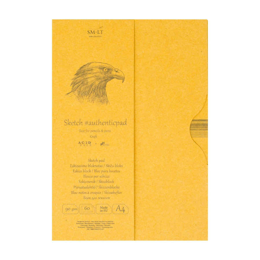 Склейка для ескізів в папці AUTHENTIC (Kraft) А4 90г/м2 60л коричневий колір SM-LT Art Київ - фото 1