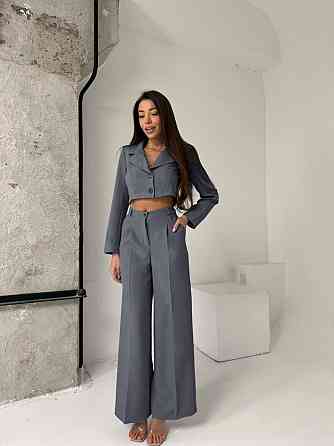 Женский деловой брючный костюм двойка: жакет и брюки костюмка Графит, 42/44 Одесса