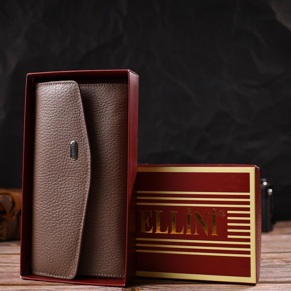 Практичное женское портмоне из натуральной кожи флотар Бежевое (CANPELLINI) Киев - изображение 4