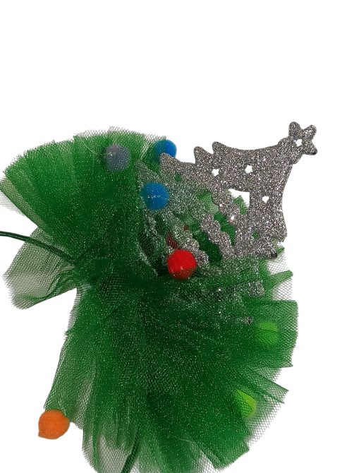 Обруч на новый год елочка серебристая с фатином на голову one size ручная работа зелёный Киев - изображение 3