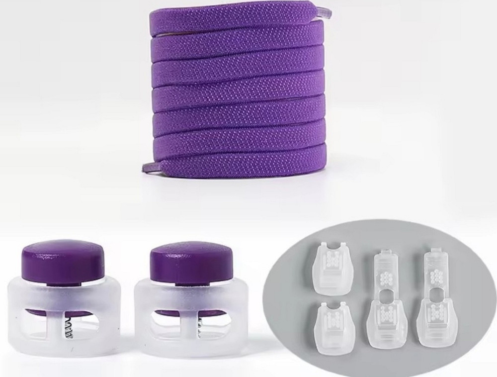 Шнурки еластичні без зав'язок з пластиковими фіксаторами Фіолетовий Смела - изображение 2