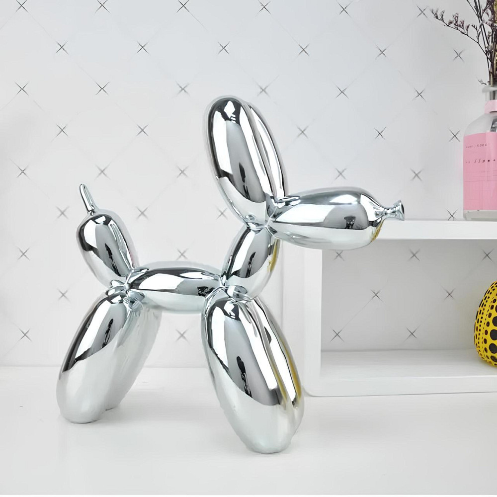 Статуэтка декоративная Собачка из шарика RESTEQ серебряная — фигурка для интерьера Balloon Dog в стиле Джеффа Кунса, 10×10×4 см Киев - изображение 3