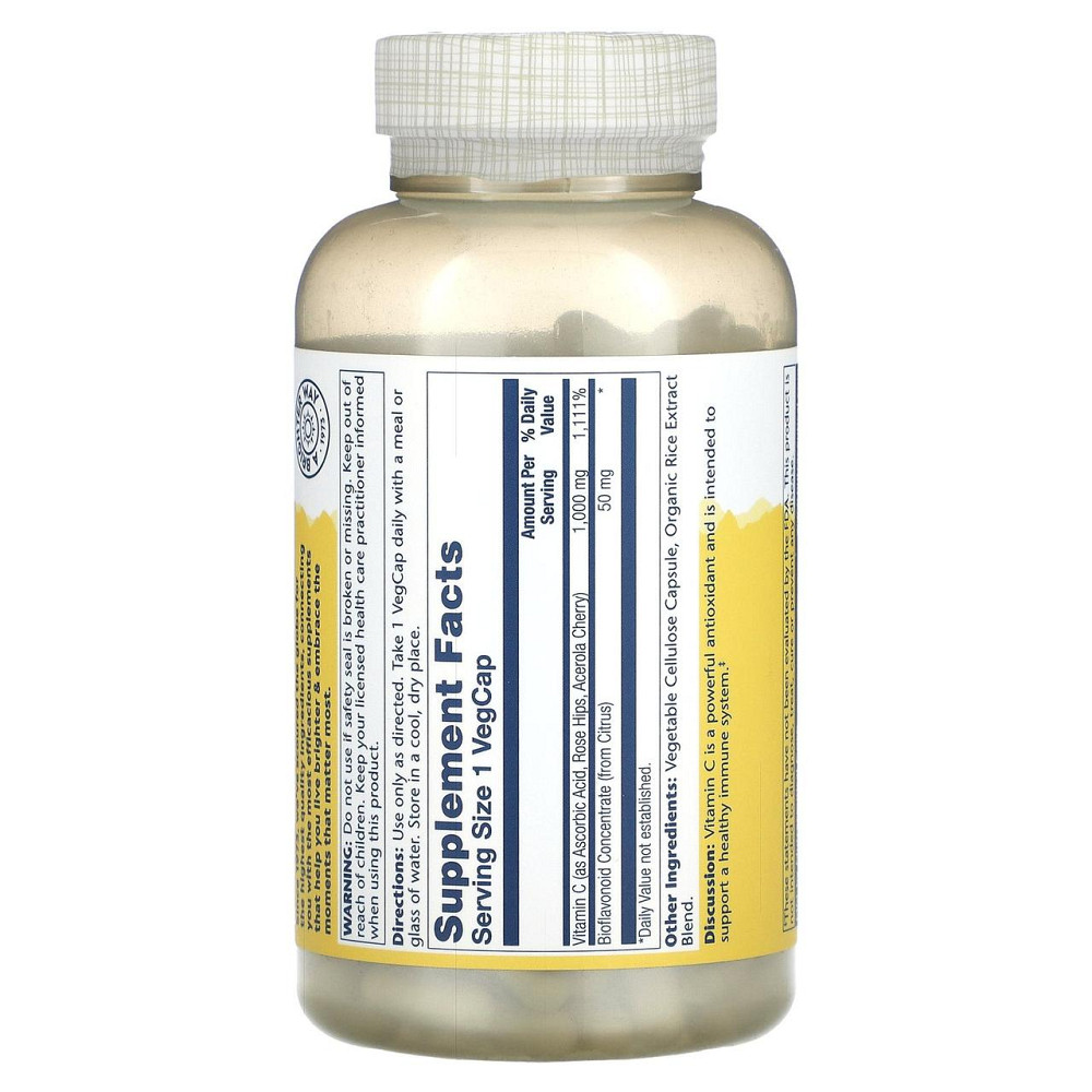 Вітамін С (аскорбінова кислота) Solaray Vitamin C 1000 мг 250 капс Київ - фото 2