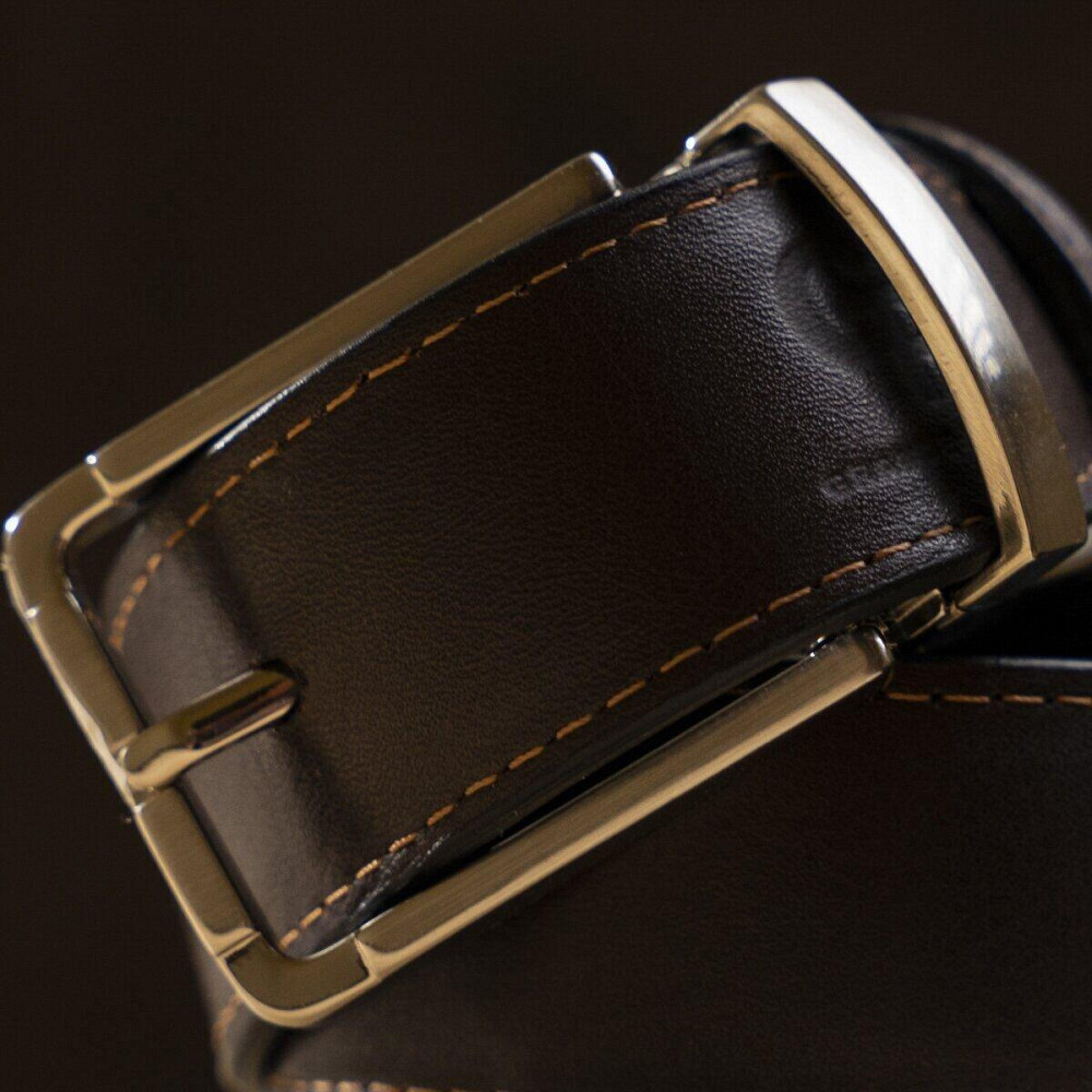Ремень брючный двусторонний мужской Grande Pelle 11155 Коричневый и Черный Киев - изображение 8