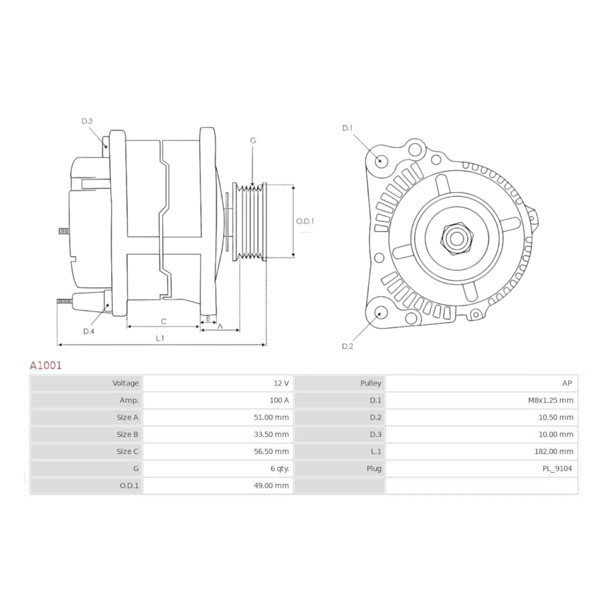 Генератор Opel Vectra B 1.6-2.0i (95-03) (14V, 100A) Мукачево - изображение 6