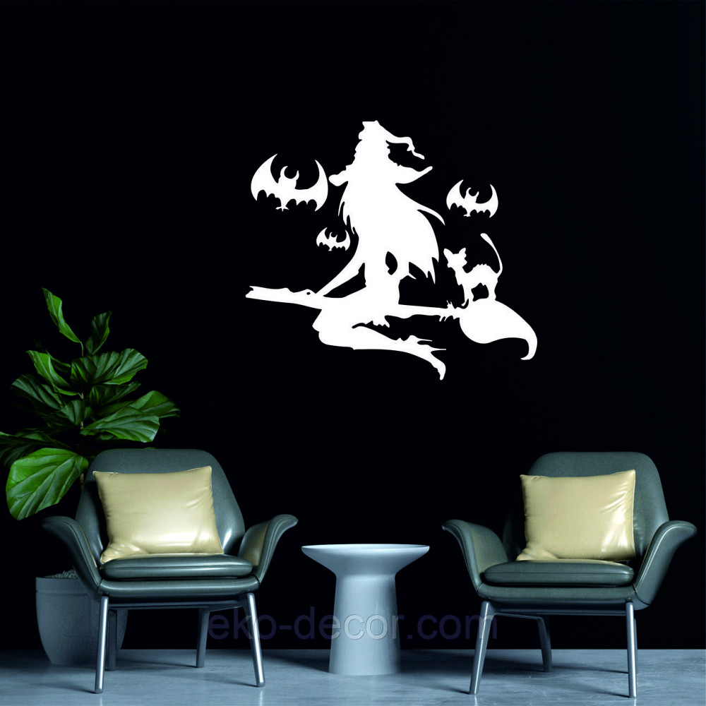 Декоративное настенное Панно «Ведьма на метле», Декор на стену 90*80 см, Белый Киев - изображение 5