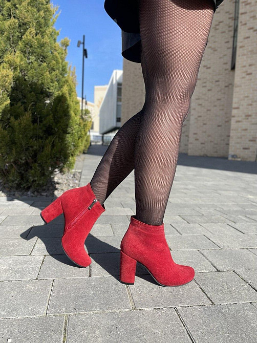 Nivelle Черевики жіночі NIVELLE червоні натуральна замша каблук 9см висота 10см 37р (5341) Коломия - фото 9