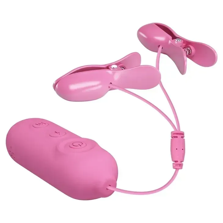 Віброзатискачі для сосків Pretty Love Nipple Clip з електростимуляцією, рожеві Sex Aura Київ - фото 6