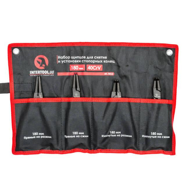 Набір щипців INTERTOOL HT-7015 для стопорних кілець 4 шт., 180 мм, 40 Cr-V - з хром-ванадієвої сталі Львів - фото 9