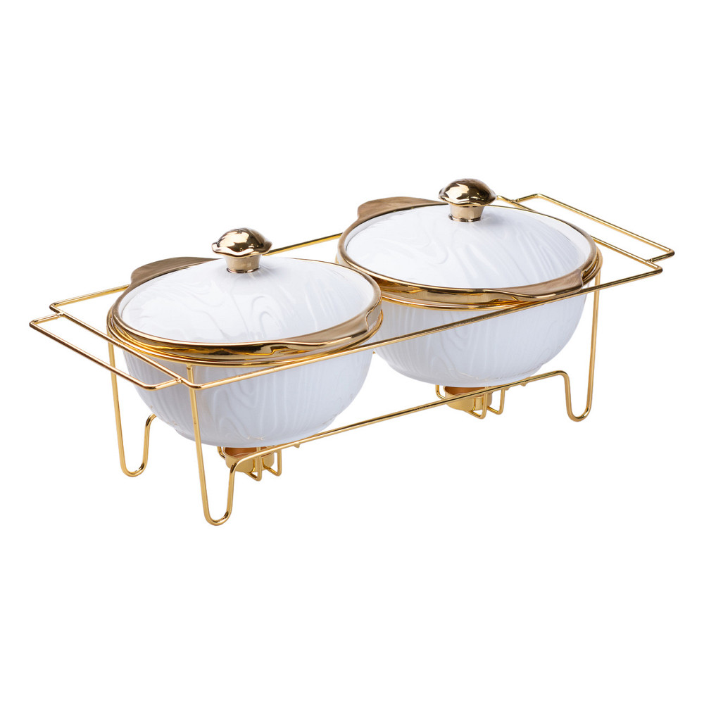 Yiwu Марміт порцелянаовий на 2 секції по 1.5 л на металевій підставці 51×23×18 см Коломыя - изображение 3