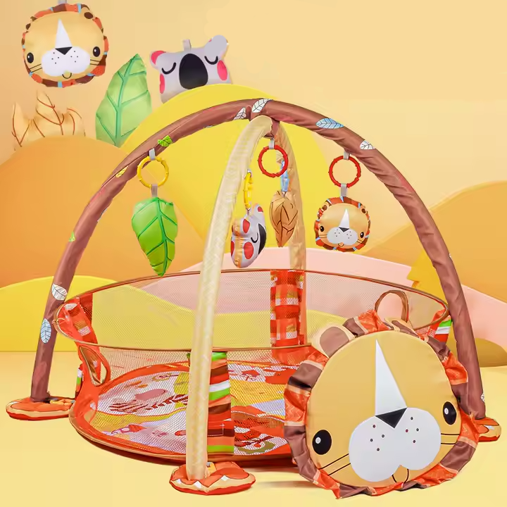 Детский коврик-манеж с дугами, игрушками и шариками, яркий развивающий коврик, модель Лев Каменец-Подольский - изображение 1