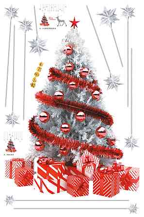 Новорічна силіконова наклейка Новорічна ялинка 90 на 60 см різнобарвний Київ