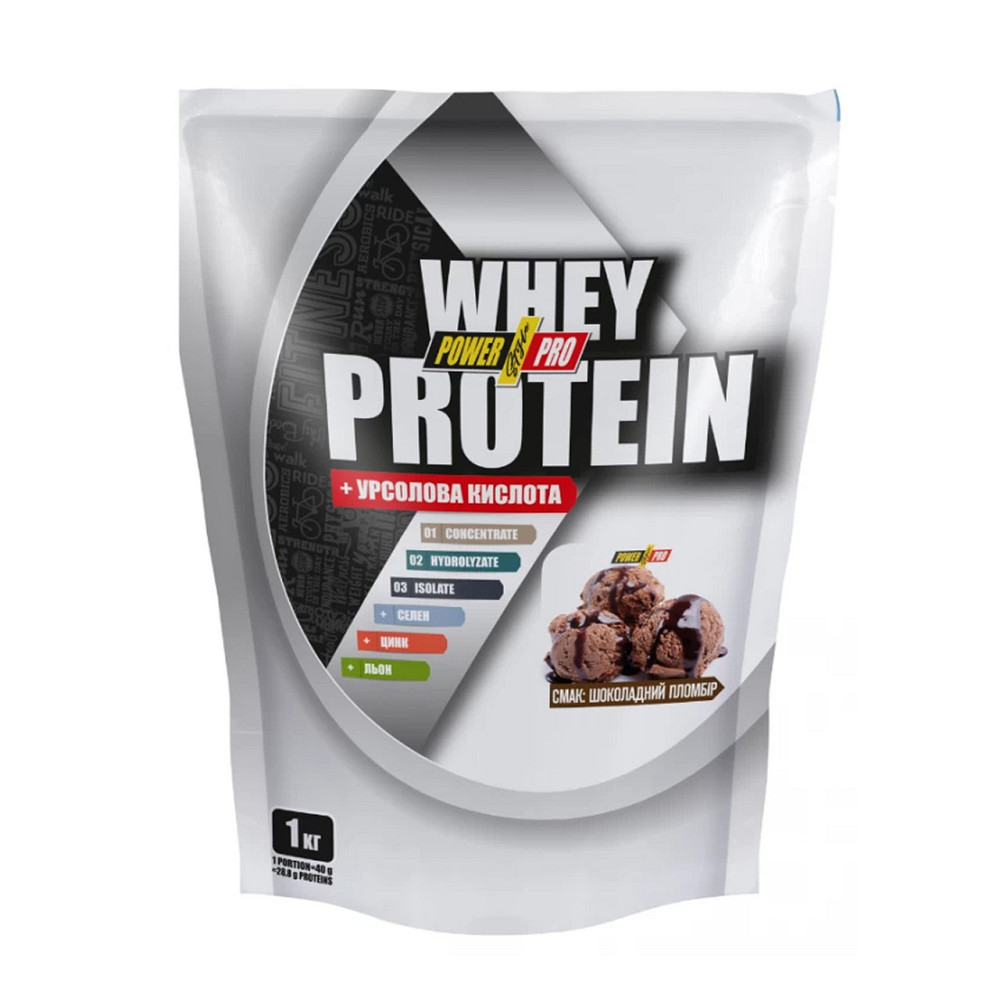 Сывороточный протеин Power Pro Whey Protein +урсоловая кислота 1 кг шоколадный пломбир Киев - изображение 3