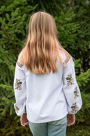 Вишиванка для дівчаток-підлітків лляна з довгим рукавом, біла - Київ