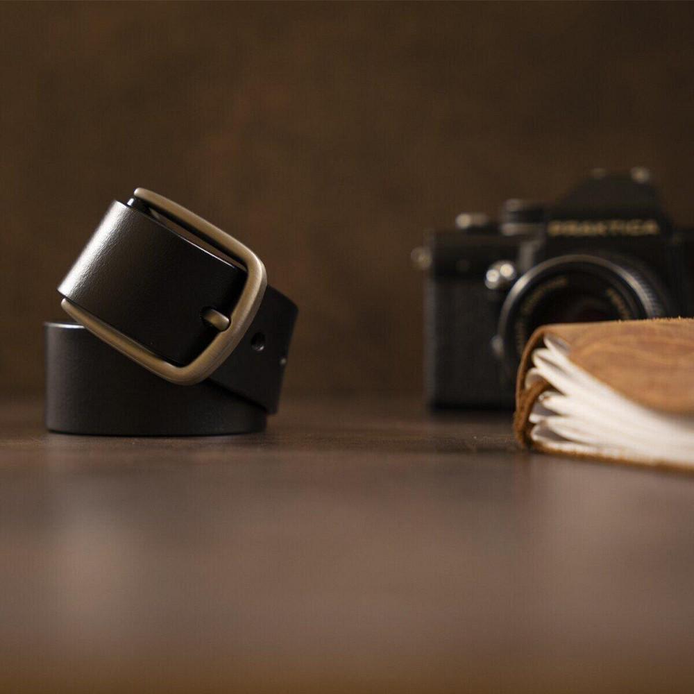 Ремінь чоловічий з класичною пряжкою механіка Чорний (Vintage) Київ - фото 3