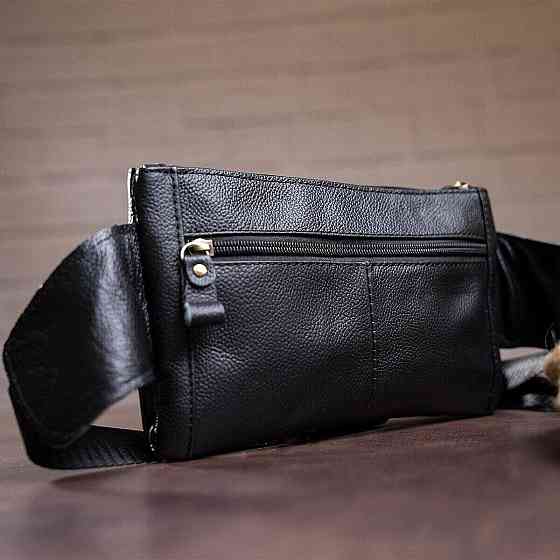 Бананка кожаная Vintage 14809 Черная Киев