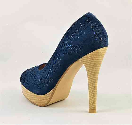 Жіночі Сині Туфлі на Каблуку Шпильке Замшеві Модельні (розміри: 36,37,38,39,40) — 37-3 Дніпро