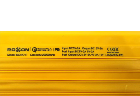 Зовнішній акумулятор Power Bank 20000mAh 22.5W ROXON RO11 швидка зарядка для смартфонів та гаджетів Одеса