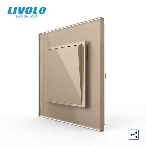 LIVOLO Одноклавішний прохідний вимикач Livolo золото скло (VL-С7FCMKS-2AP) Коломия