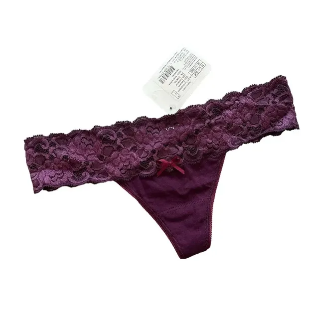 Стринги жіночі з бавовни з мереживним поясом колір Вино Marsana 01-008 S Київ - фото 2