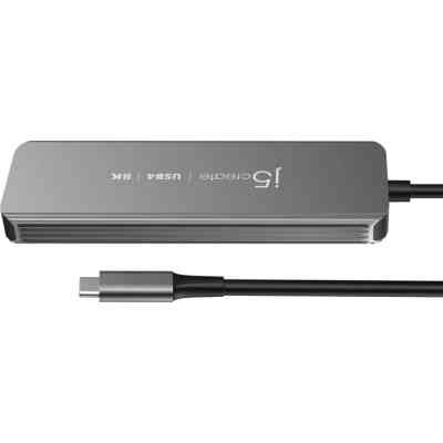 Концентратор J5create USB-C 5-in-1 2xUSB 3.2 10Gbps + 2xUSB-C 10Gbps PD 100W + HDMI 8K gray (JCH453-N) Винница