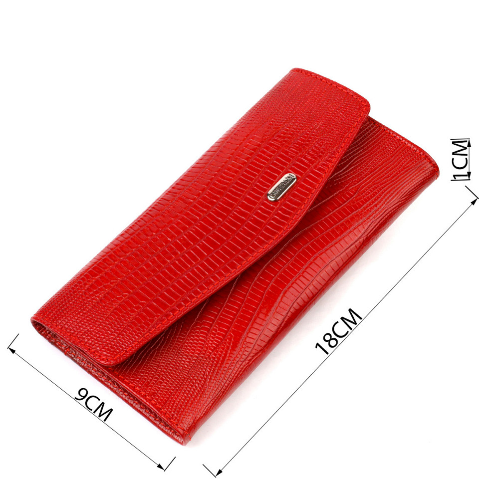 Фактурное женское портмоне из натуральной кожи с тиснением CANPELLINI 21698 Красный Киев - изображение 3