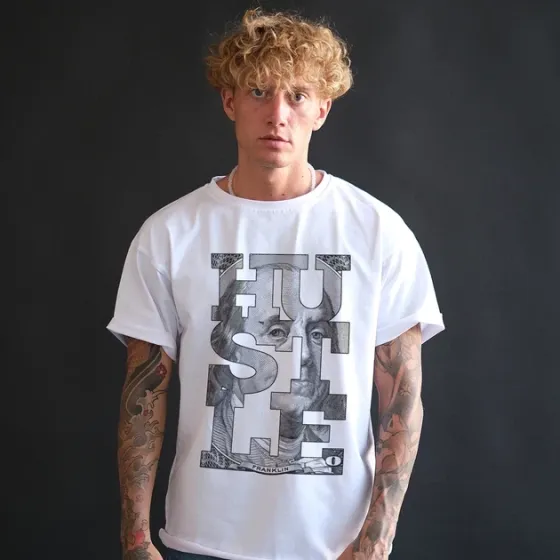 Футболка чоловіча з  принтом Hustle W Розмір 48 Anime0042 Дніпро