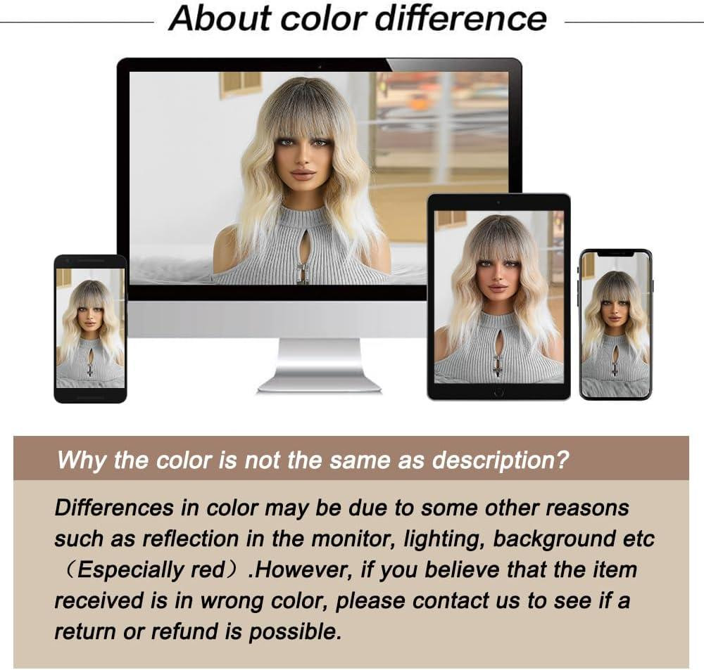 Перука коротка хвиляста каре блонд омбре з чубчиком, термостійке синтетичне волосся з натуральним проділом,  для зміни образу Київ - фото 9