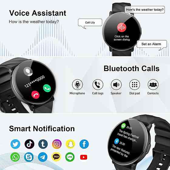 Смарт-часы OWMSIC S51 с Bluetooth-звонками, HD-дисплей 1.39 дюйма, IP68, 112+ спортивных режимов, Android/iOS, SpO2 Киев