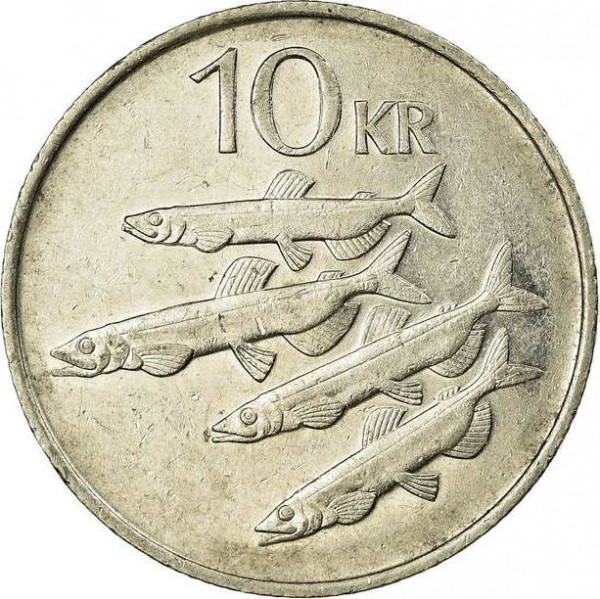 Риби. Монета 10 крон, 1984-1994 рік, Ісландія. (АЛ) Полтава - фото 1