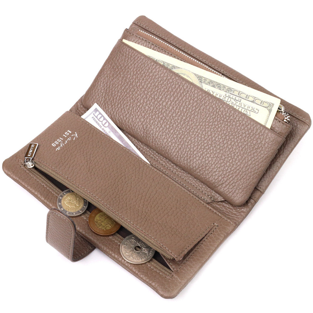 Вместительное женское портмоне из натуральной кожи KARYA 20998 Бежевый Киев - изображение 5