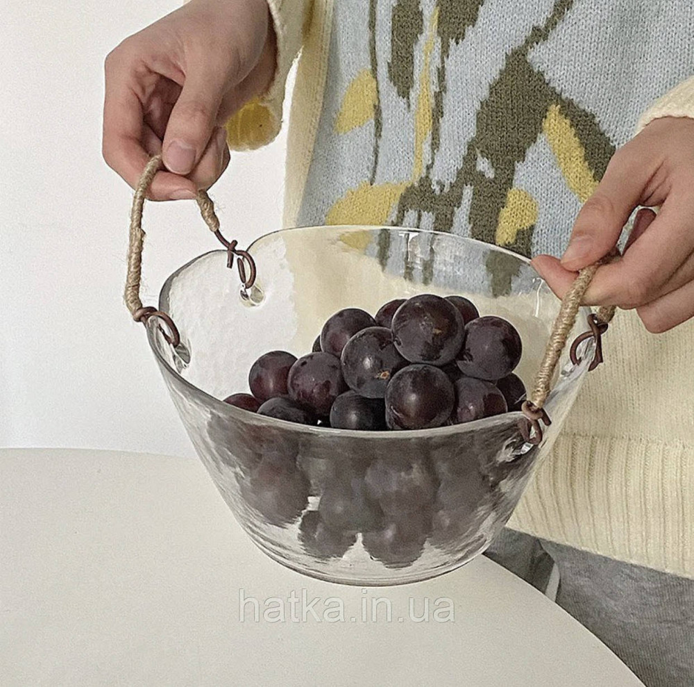 Фруктовниця цукерниця салатниця "Фудзивара" h-10 см d-18,5 см скляна Київ - фото 1
