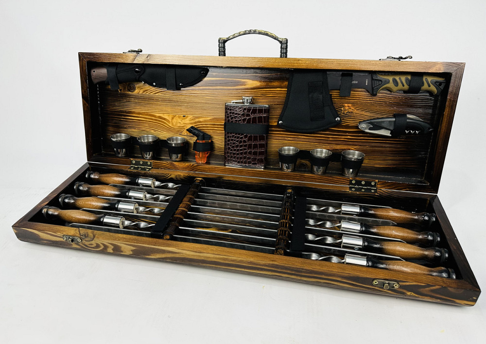 Подарунковий набір шампурів у дерев'яному кейсі МИСЛИВЕЦЬ LUX HAPPY DAYS Тернопіль - фото 2