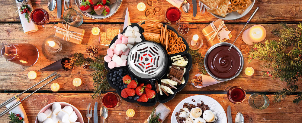 Набор для фондю 2в1 фондюшница электрическая для подогрева шоколада и жарки зефира, для десертов шоколадница с аксессуарами Каменец-Подольский - изображение 9