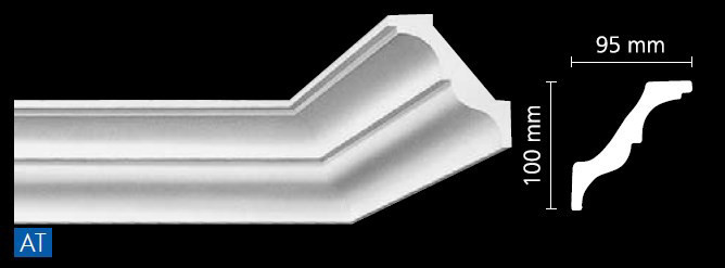 Потолочный плинтус  100х95x2000мм  -АT- Днепр - изображение 1