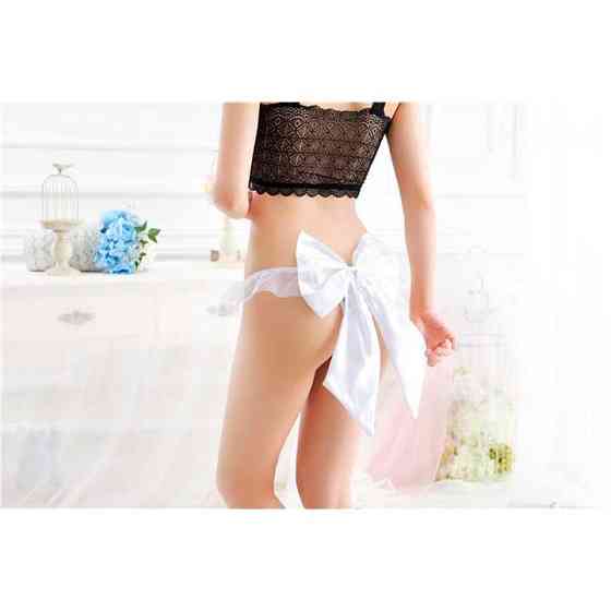 Сексуальні трусики з бантом - Білий - S/M - Еротична білизна Вінниця